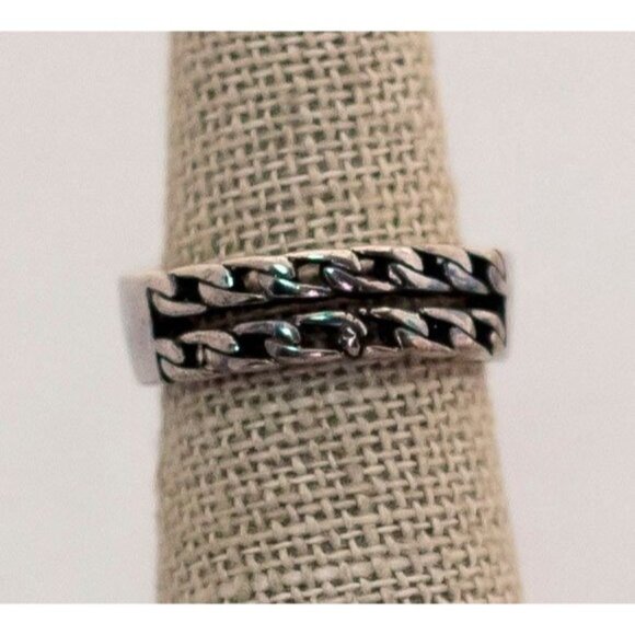 Size 4 1/2 sterling silver chains vintage ring (C1) - Picture 1 of 3